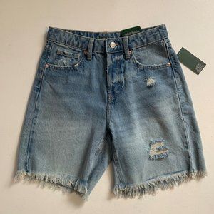 Wild Fable Jean Bermuda Shorts Size 0 High Rise Raw Hem Denim NWT
